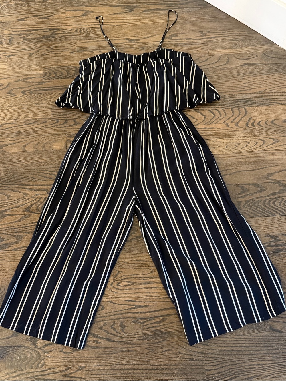 Striped Black & White Wide-Leg Jumpsuit